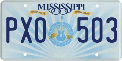 MS license plate PXO503
