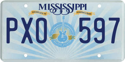 MS license plate PXO597