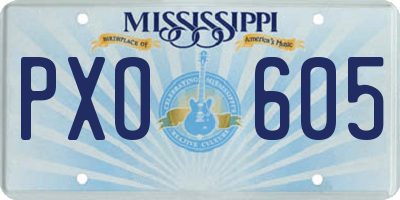 MS license plate PXO605