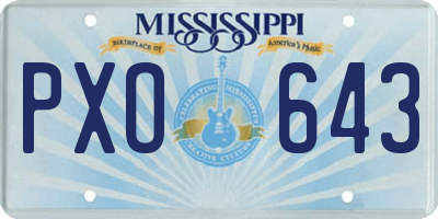 MS license plate PXO643