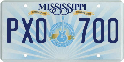 MS license plate PXO700
