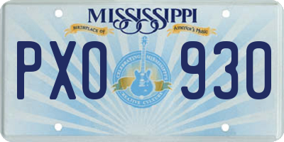 MS license plate PXO930