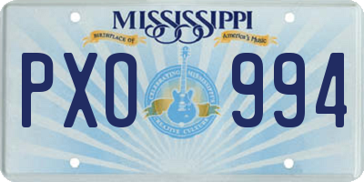 MS license plate PXO994