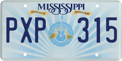 MS license plate PXP315