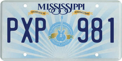 MS license plate PXP981