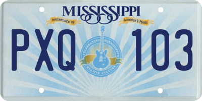 MS license plate PXQ103