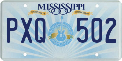 MS license plate PXQ502