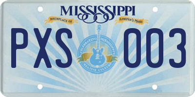 MS license plate PXS003