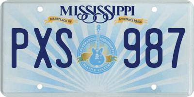 MS license plate PXS987