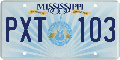 MS license plate PXT103