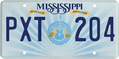 MS license plate PXT204