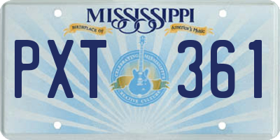 MS license plate PXT361