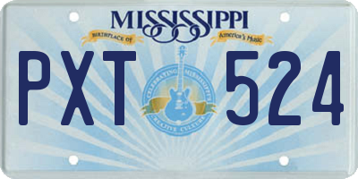 MS license plate PXT524