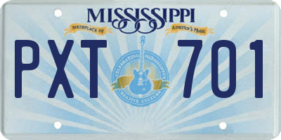 MS license plate PXT701