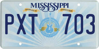 MS license plate PXT703