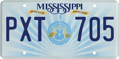 MS license plate PXT705