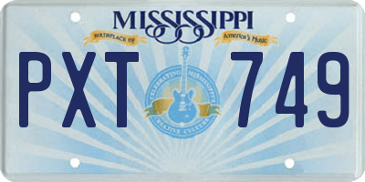 MS license plate PXT749