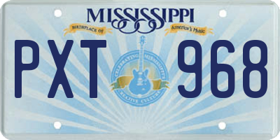 MS license plate PXT968