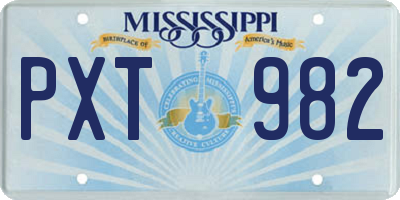 MS license plate PXT982