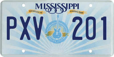 MS license plate PXV201