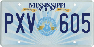 MS license plate PXV605
