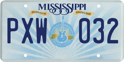 MS license plate PXW032