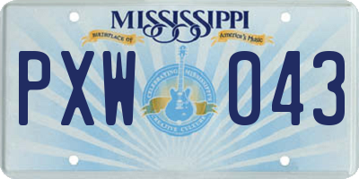 MS license plate PXW043