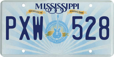 MS license plate PXW528