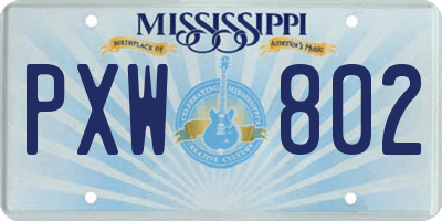 MS license plate PXW802