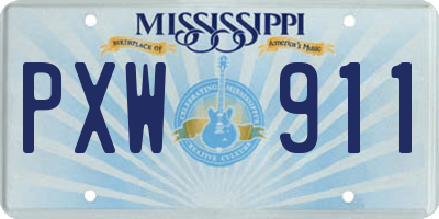 MS license plate PXW911