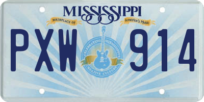 MS license plate PXW914
