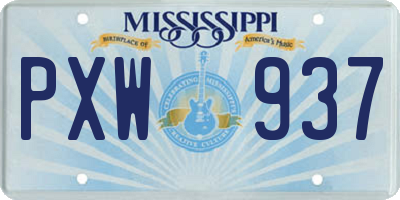MS license plate PXW937