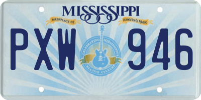MS license plate PXW946