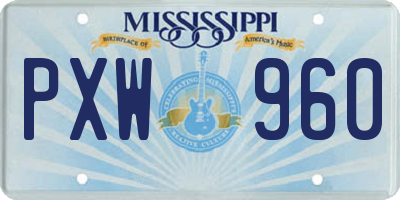 MS license plate PXW960