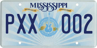 MS license plate PXX002