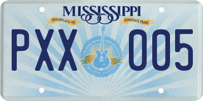 MS license plate PXX005