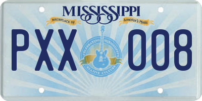 MS license plate PXX008