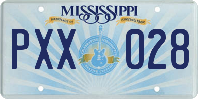 MS license plate PXX028
