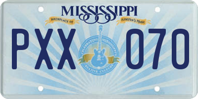 MS license plate PXX070