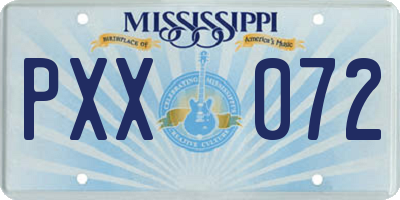 MS license plate PXX072