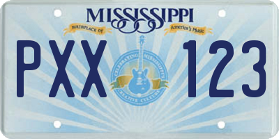 MS license plate PXX123