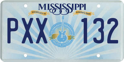 MS license plate PXX132