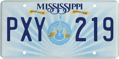 MS license plate PXY219