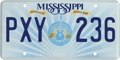 MS license plate PXY236