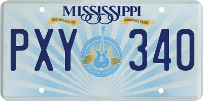 MS license plate PXY340