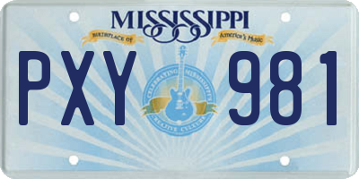 MS license plate PXY981