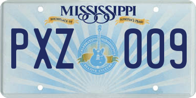 MS license plate PXZ009
