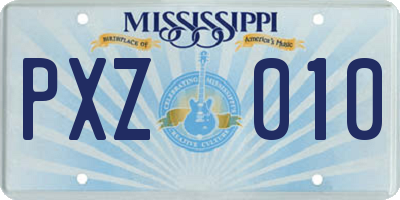 MS license plate PXZ010