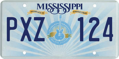 MS license plate PXZ124
