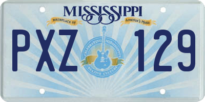 MS license plate PXZ129